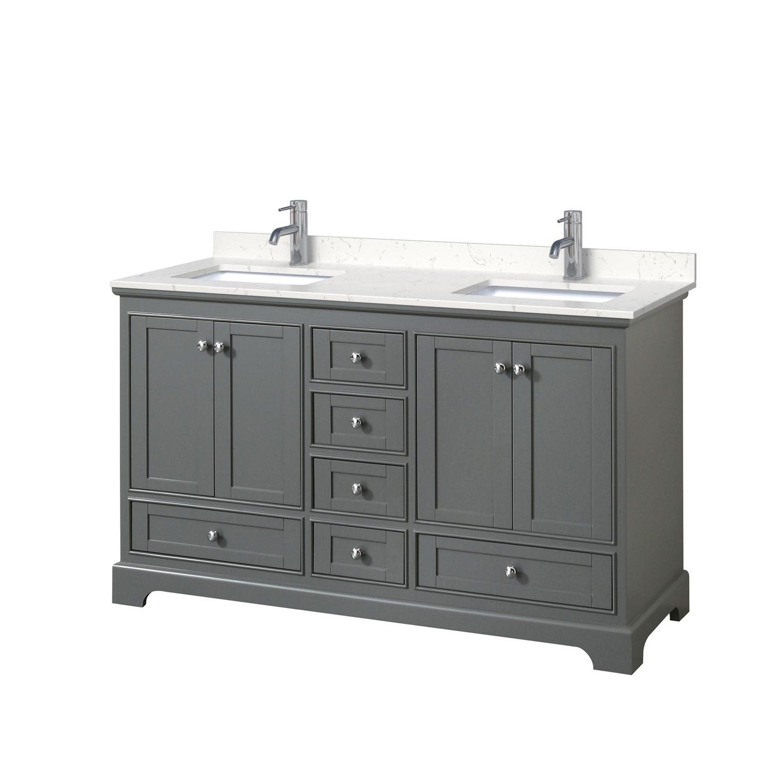 Wyndham Collection WCS202060D-VCA-MXX Deborah 60″ – Dark Gray / White Cultured