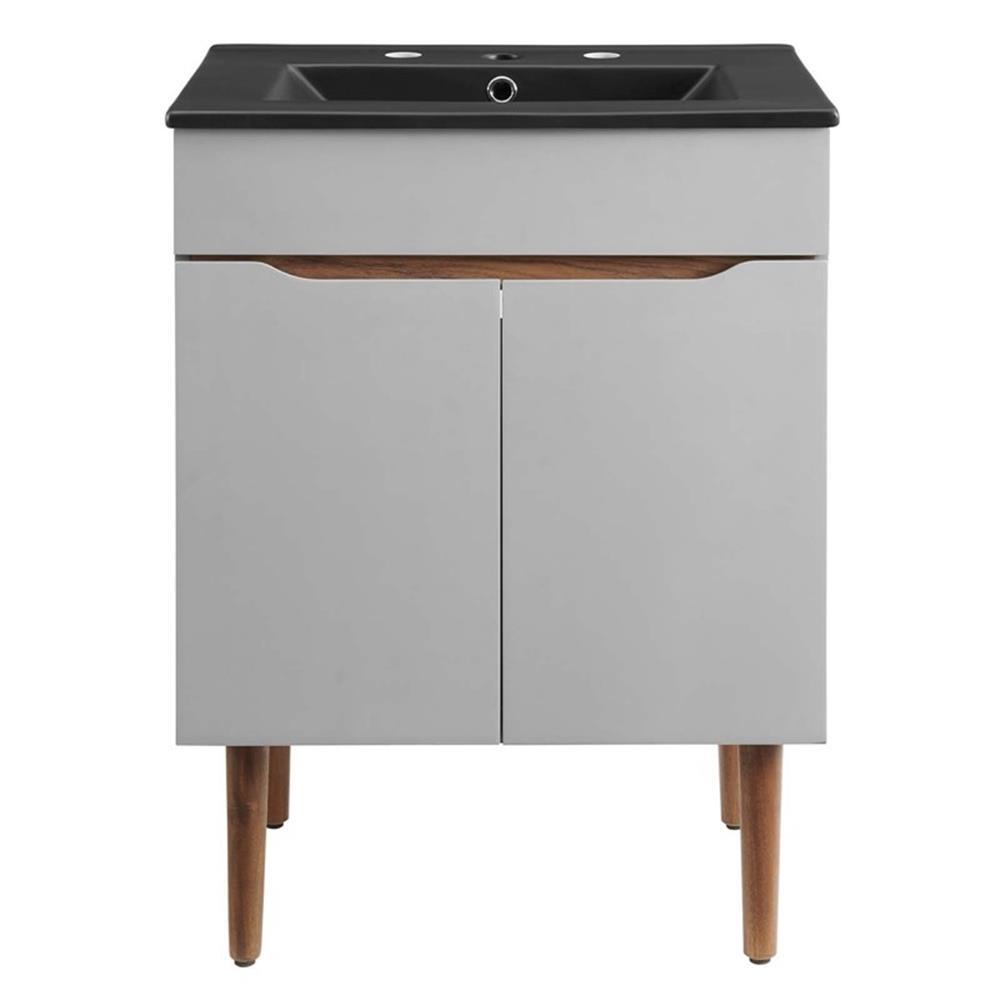 Modway Harvest 24″ Modern Wood/Ceramic Bathroom Vanity in Gray