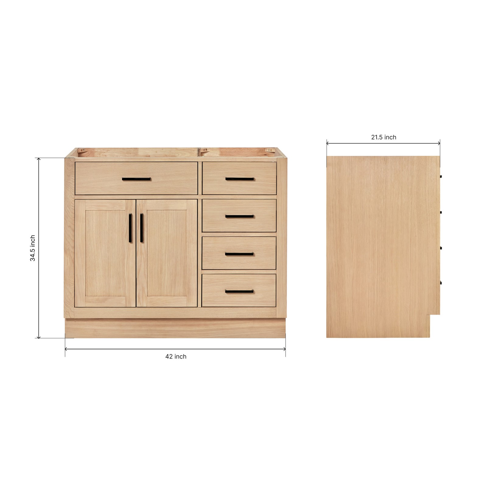 Ariel T042S-L-BC Hepburn 42″ Single – Oak / Matte Black Hardware