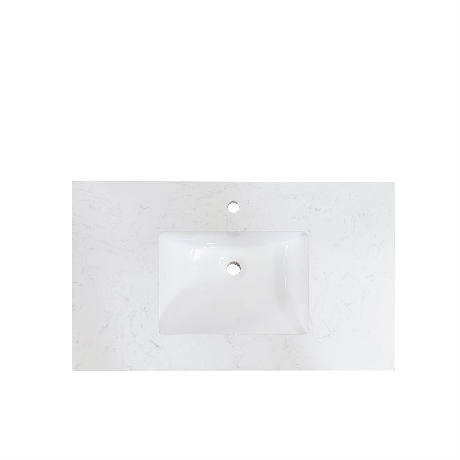 Pemberly Row 49″ Composite Stone Single Basin Vanity Top – White w/ White Basin