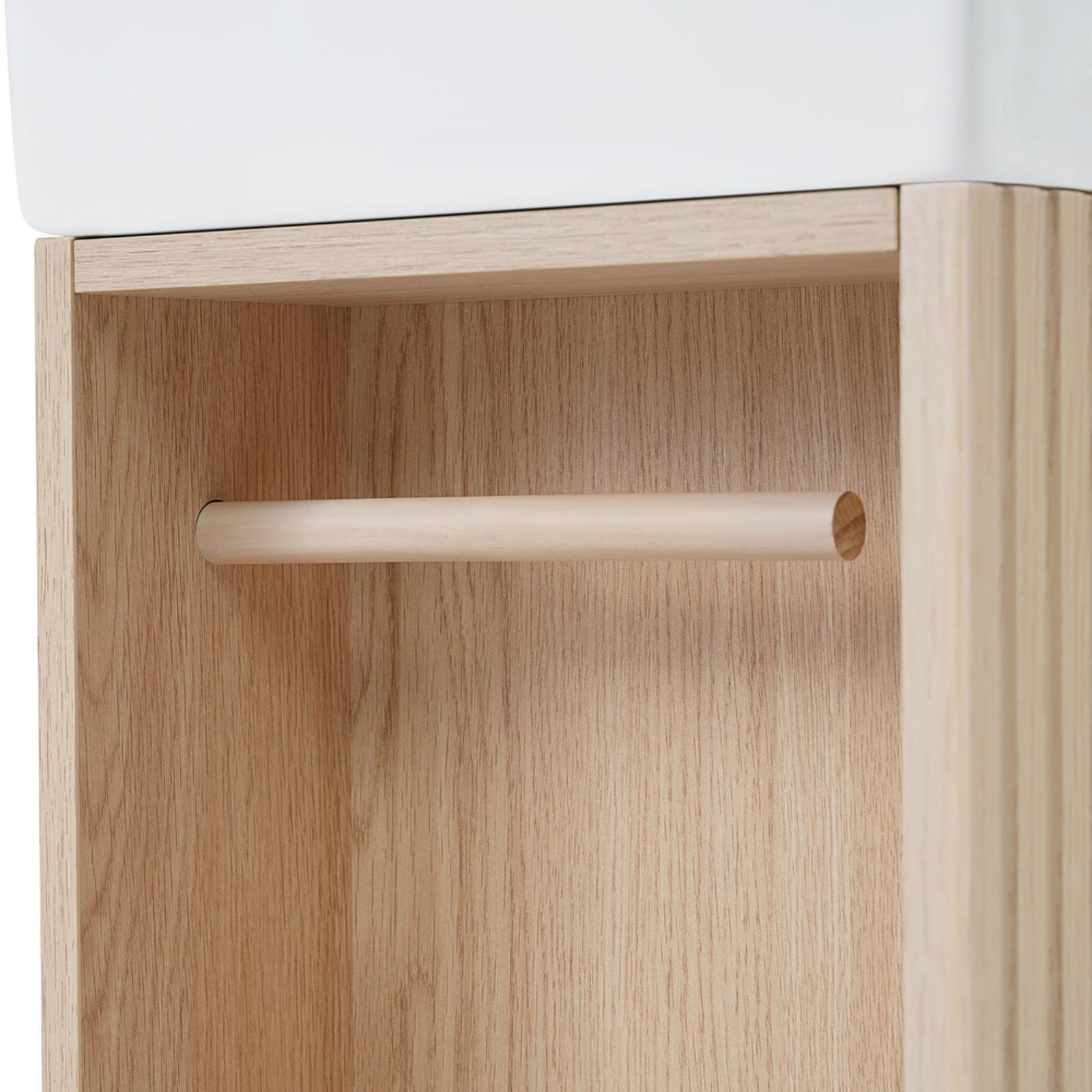 MDF Bathroom Vanity with Shelf Cabinet and Ceramic Sink Space Saving Bath