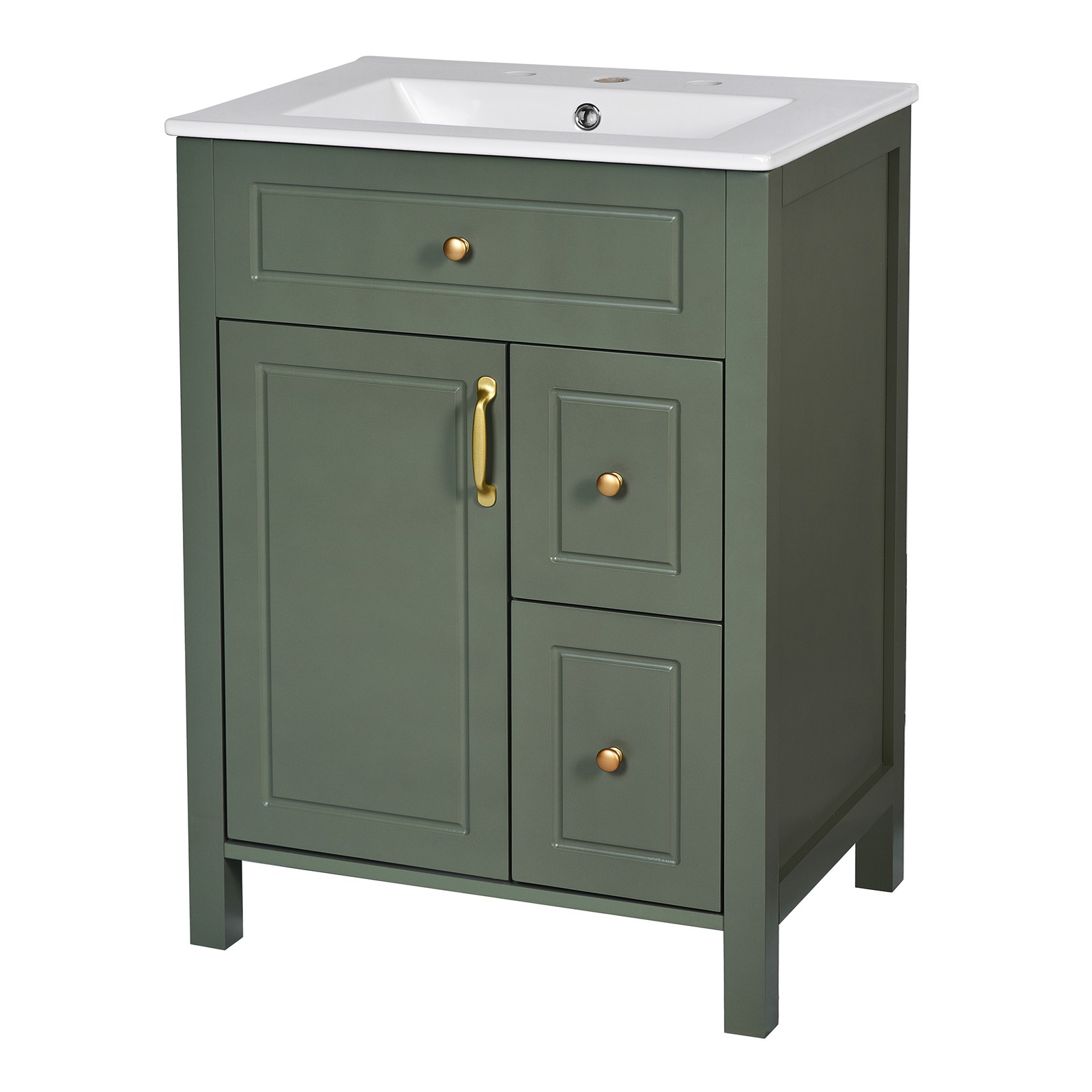 24-Inch Bathroom Vanity with Sink Modern Bathroom Cabinet with 2 Drawers 1 Door