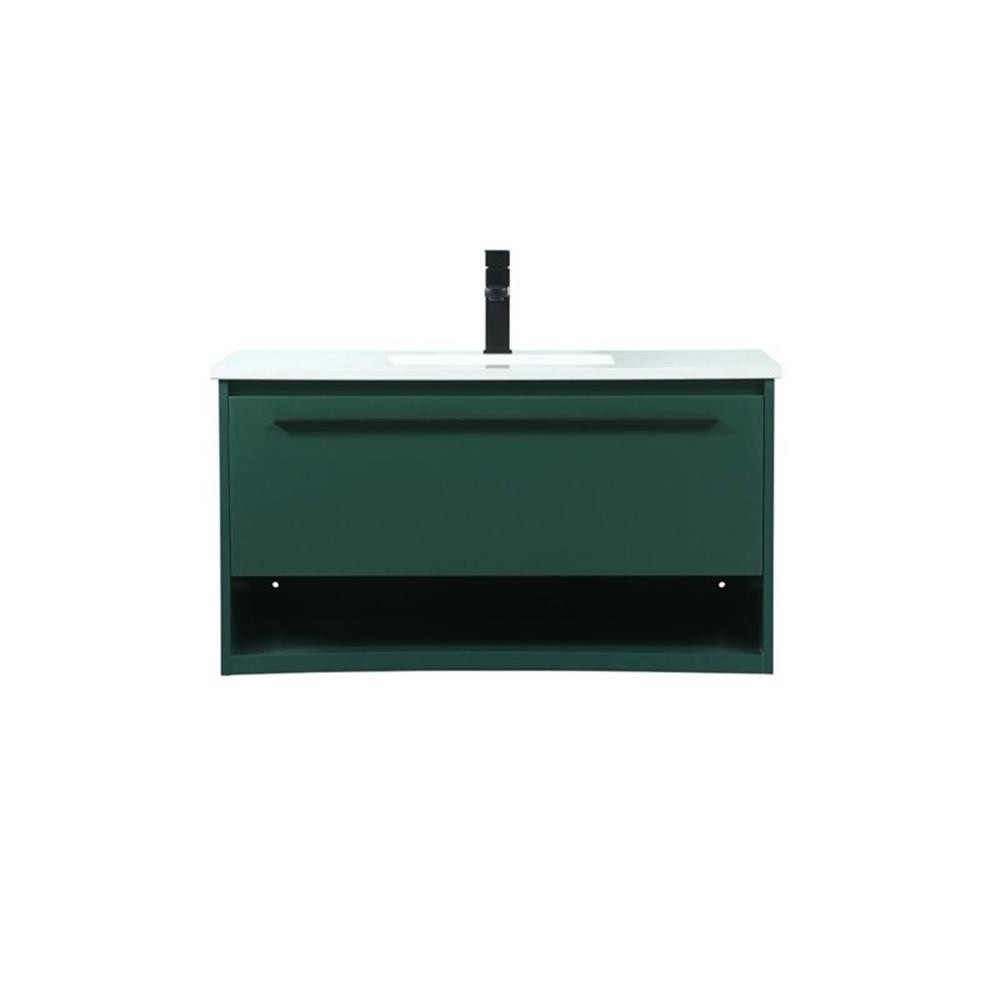 Elegant Decor Roman 36″ Aluminum Alloy MDF Single Bathroom Vanity in Green