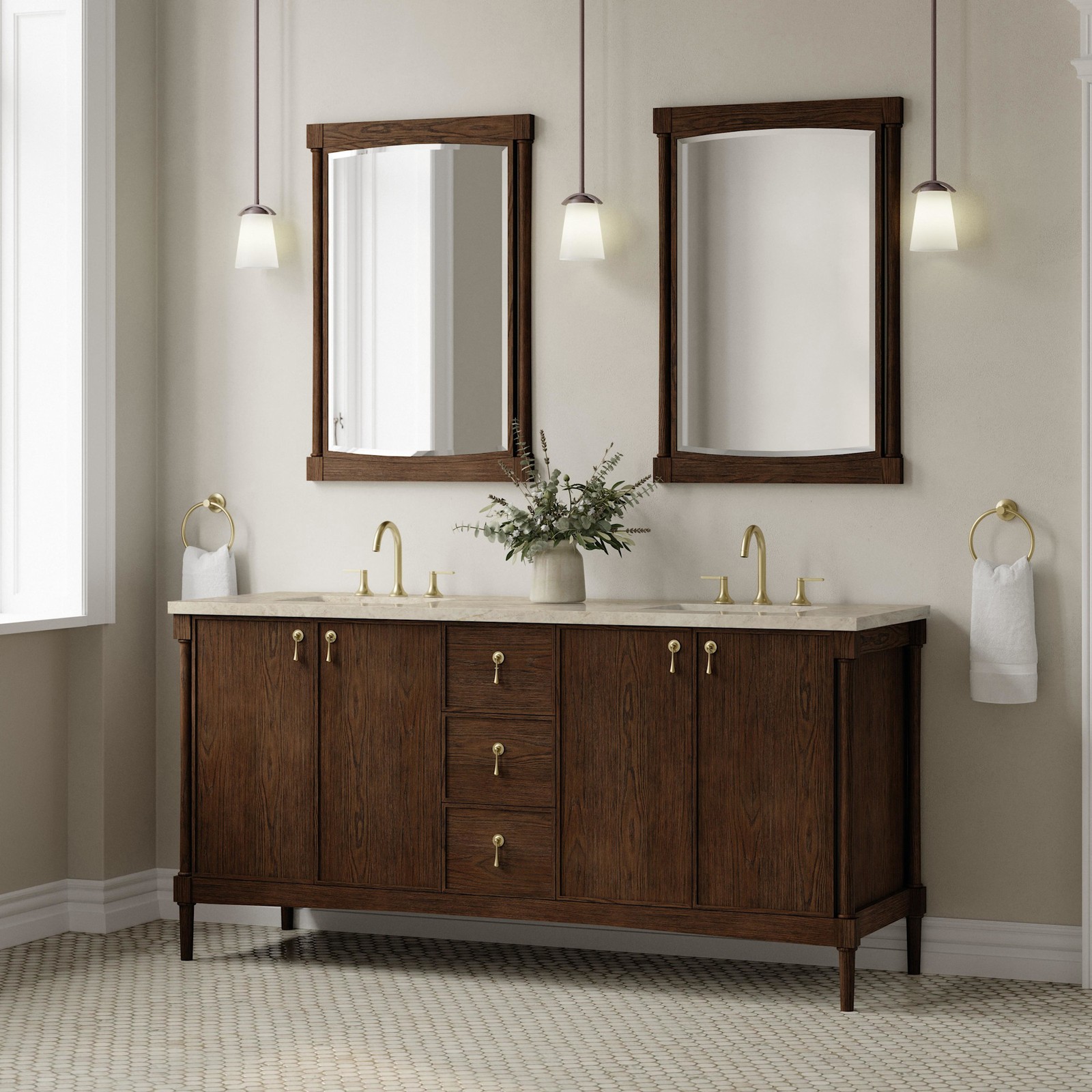James Martin Vanities D680-V72-3TJR Kinnsden 72″ – Sable Oak