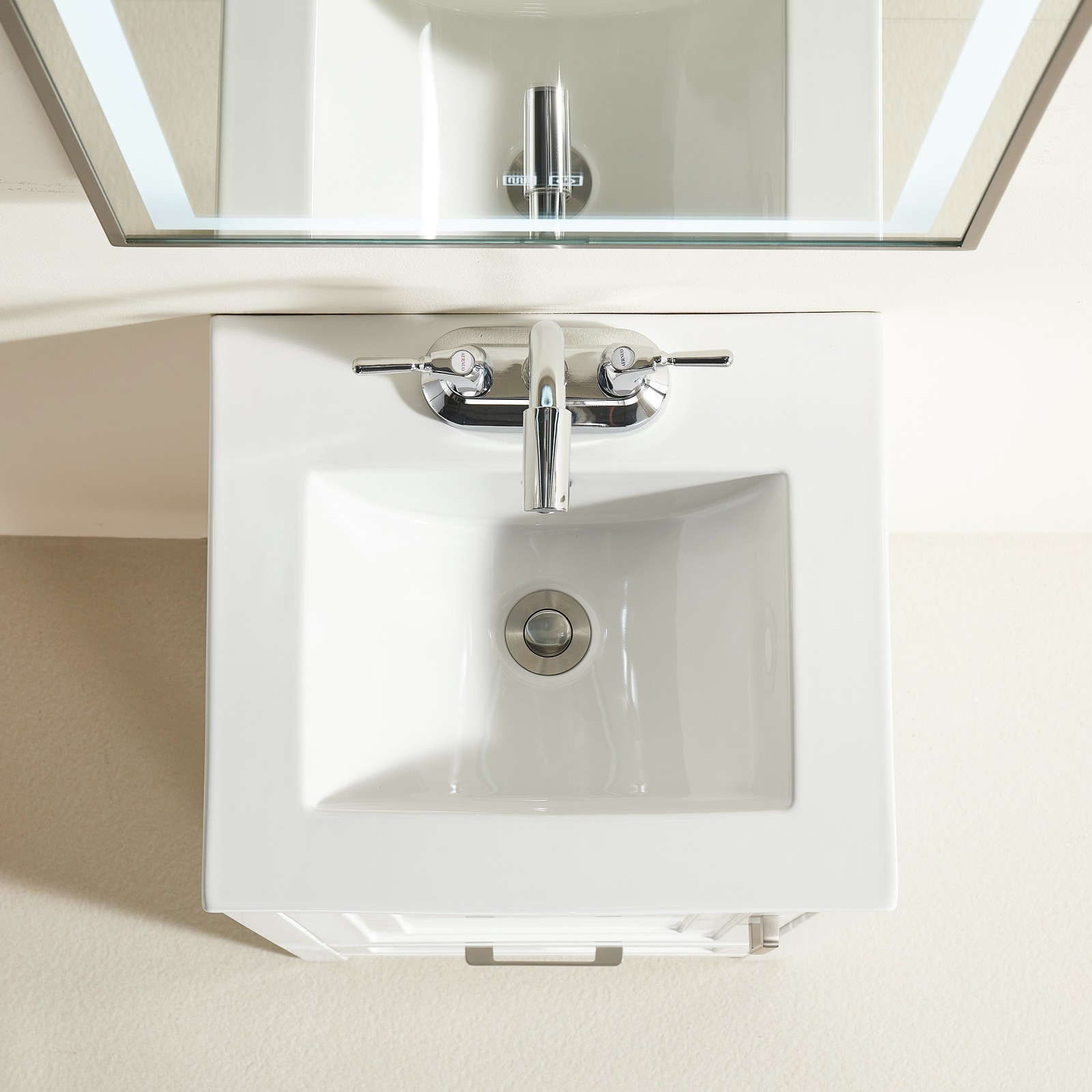 White Freestanding Bathroom Cabinet 18″ Solid Wood Fully Assembled