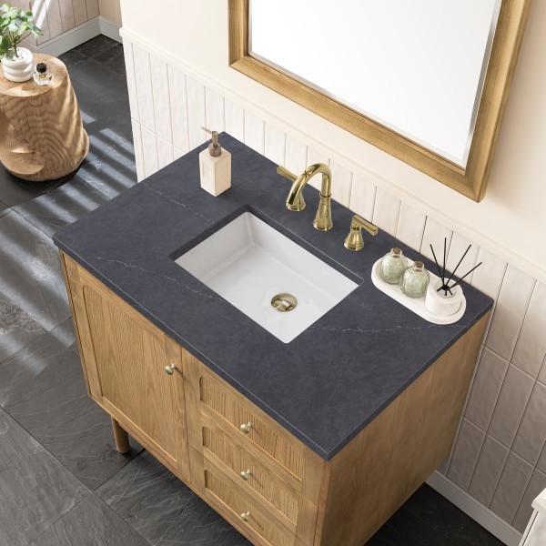 36″ James Martin Laurent 545-V36-LNO-3CSP Vanity Cabinet Charcoal Soapstone Top