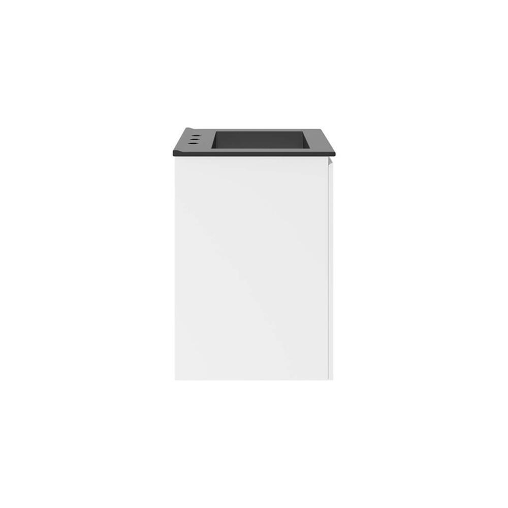 Modway Bryn 24″ Modern Wood/Ceramic Wall-Mount Bathroom Vanity in White/Black