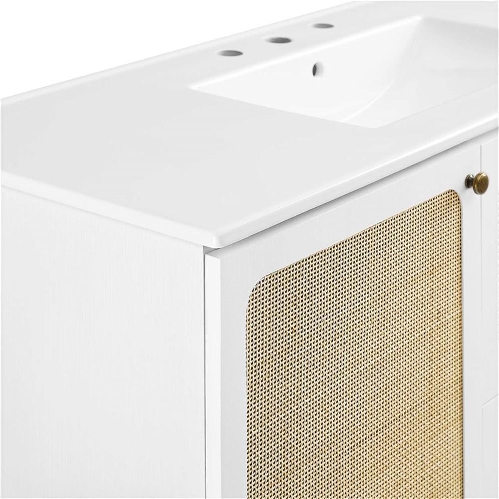 Pemberly Row 48″ Single Sink Wood & Metal Bathroom Vanity in White