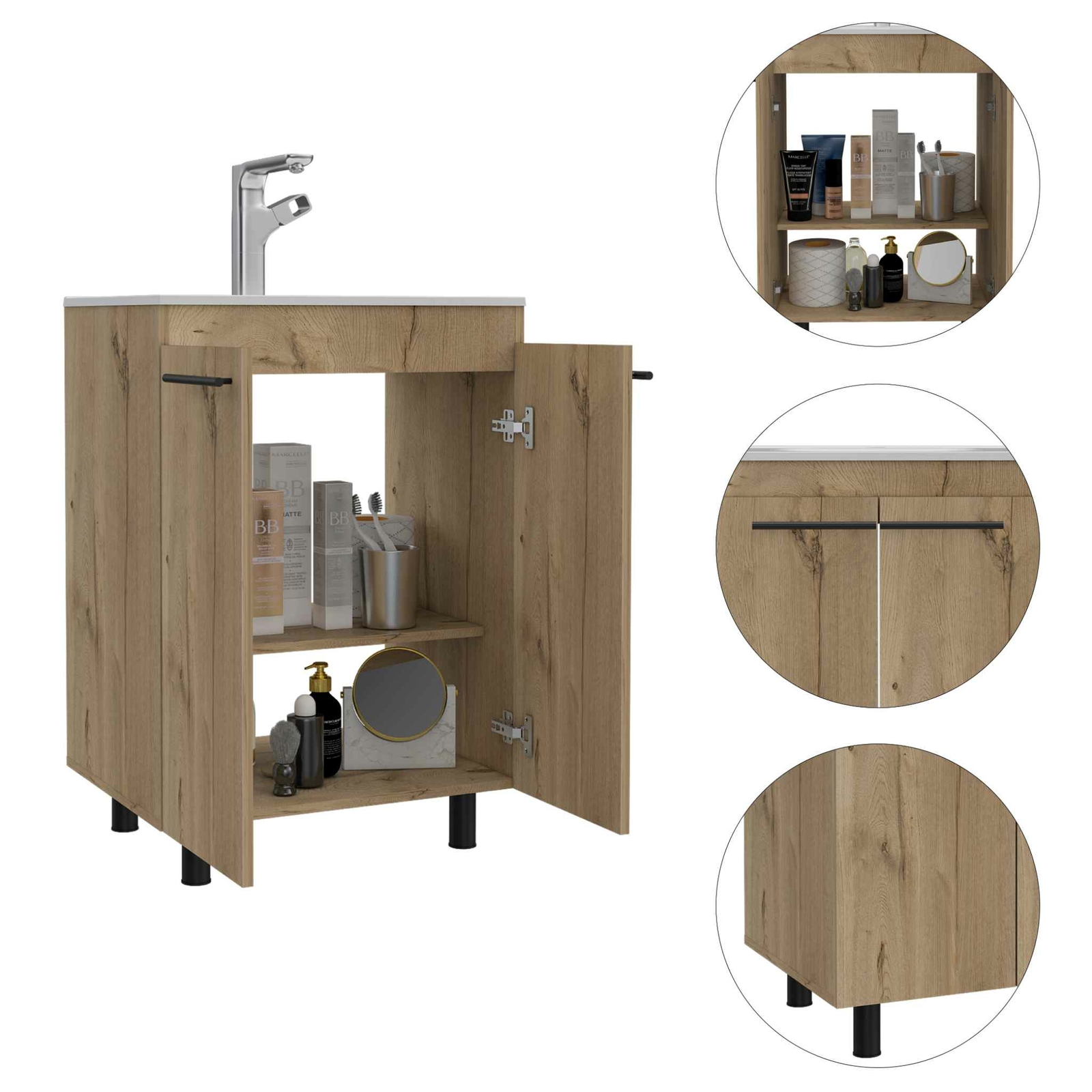Selma 24″ Freestanding Vanity Cabinet With Division