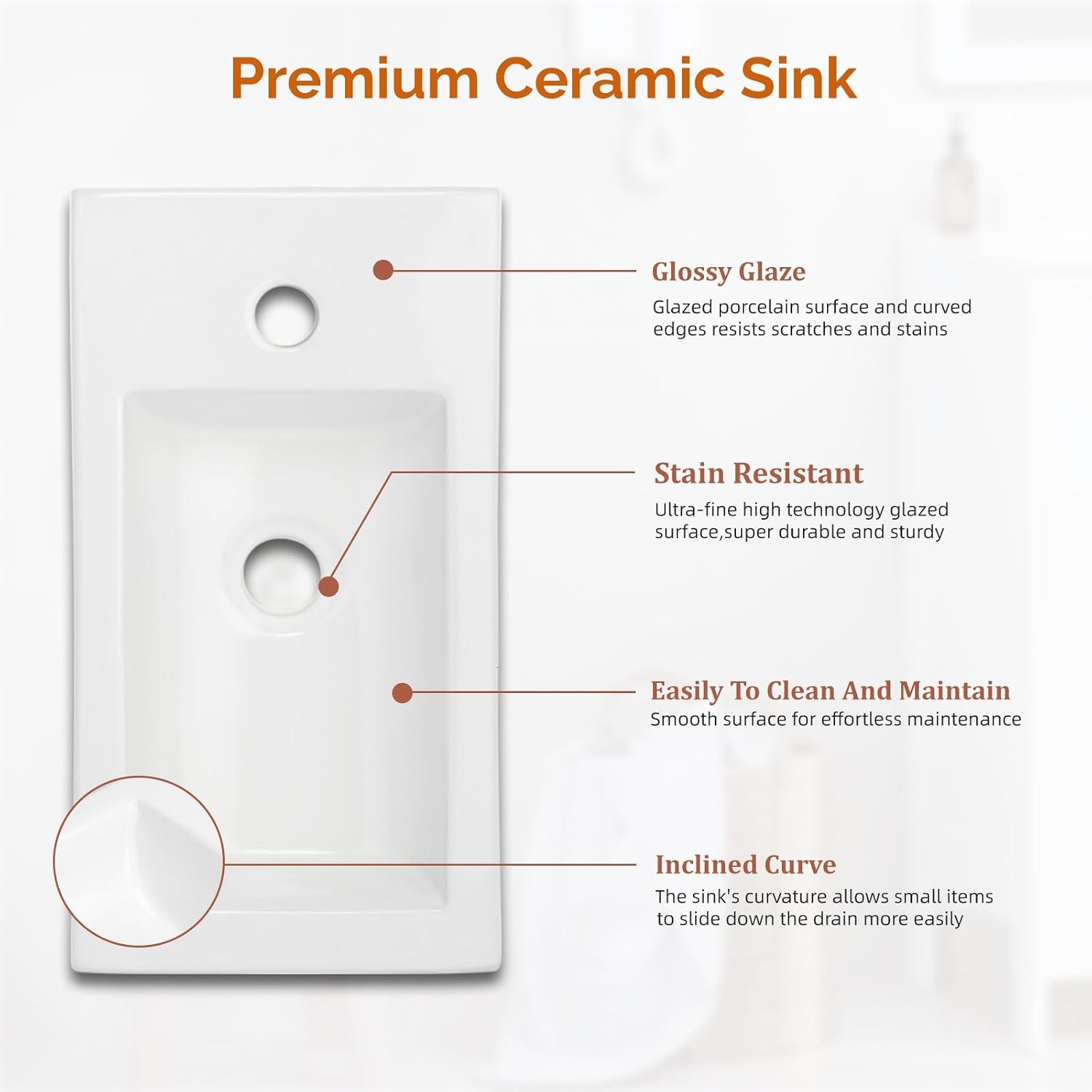 18″ Floating Fluted Bathroom Vanity with Ceramic Sink Wall Mounted Bathroom
