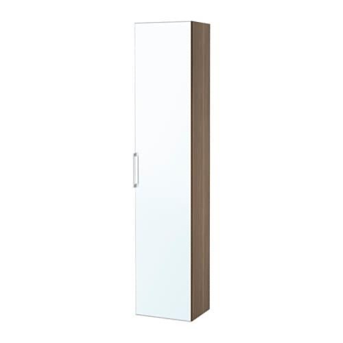 IKEA GODMORGON HIGH CABINET WITH MIRROR DOOR WALNUT EFFECT NEW