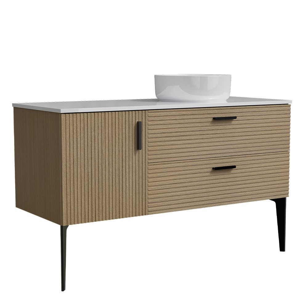 48″ Bathroom Vanity with Sink, Freestanding Vanity Cabinet, 2 Drawers,Metal Legs