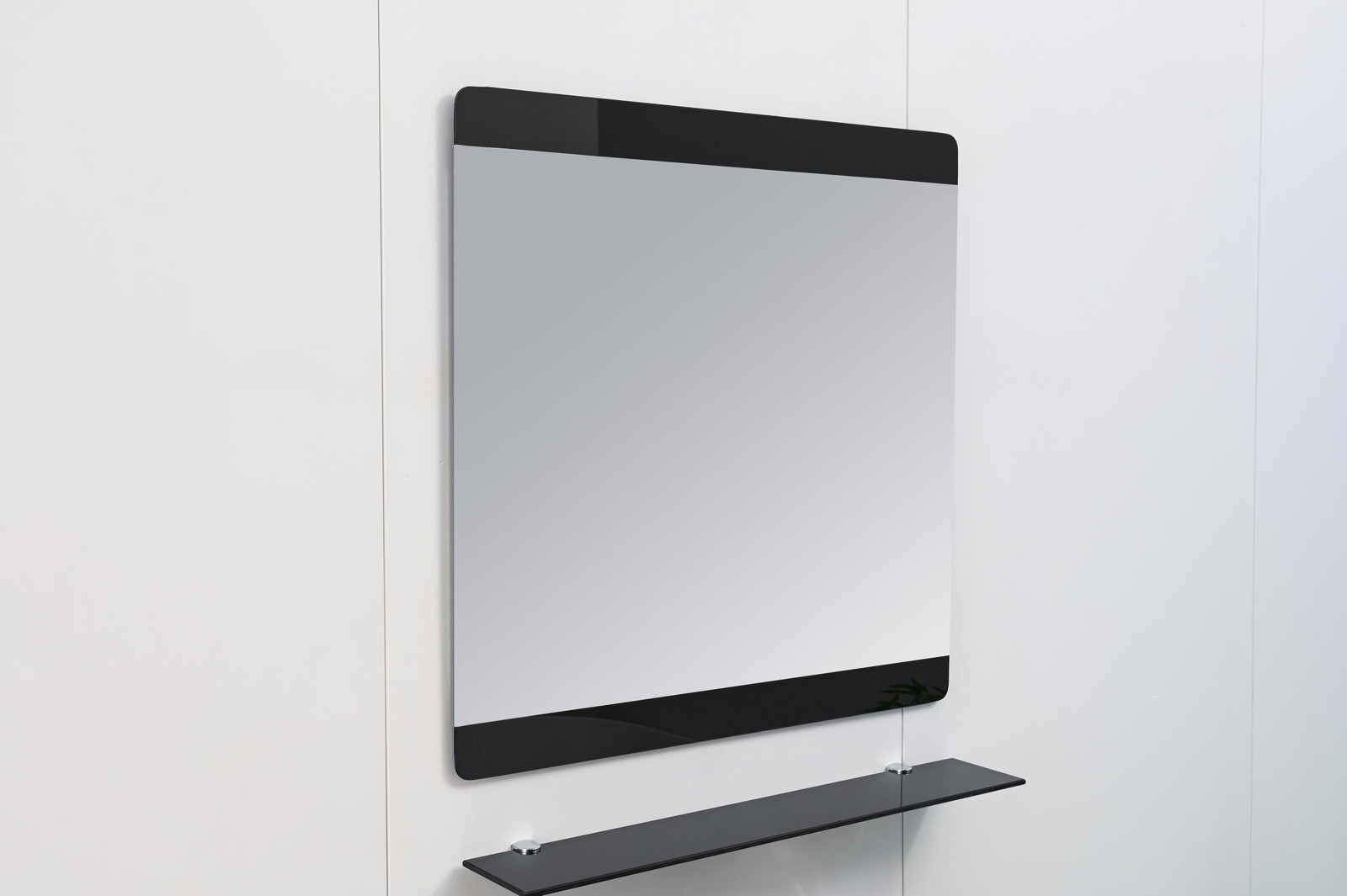 24″ Black Tempered Glass Bathroom Vanity set Floating Sink Mirror Shelves combo