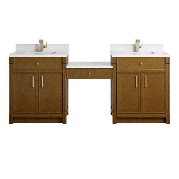 84″James Martin Bellshire 660-VMC84-HNO-1WZ Dual Vanity White Zeus Silestone Top