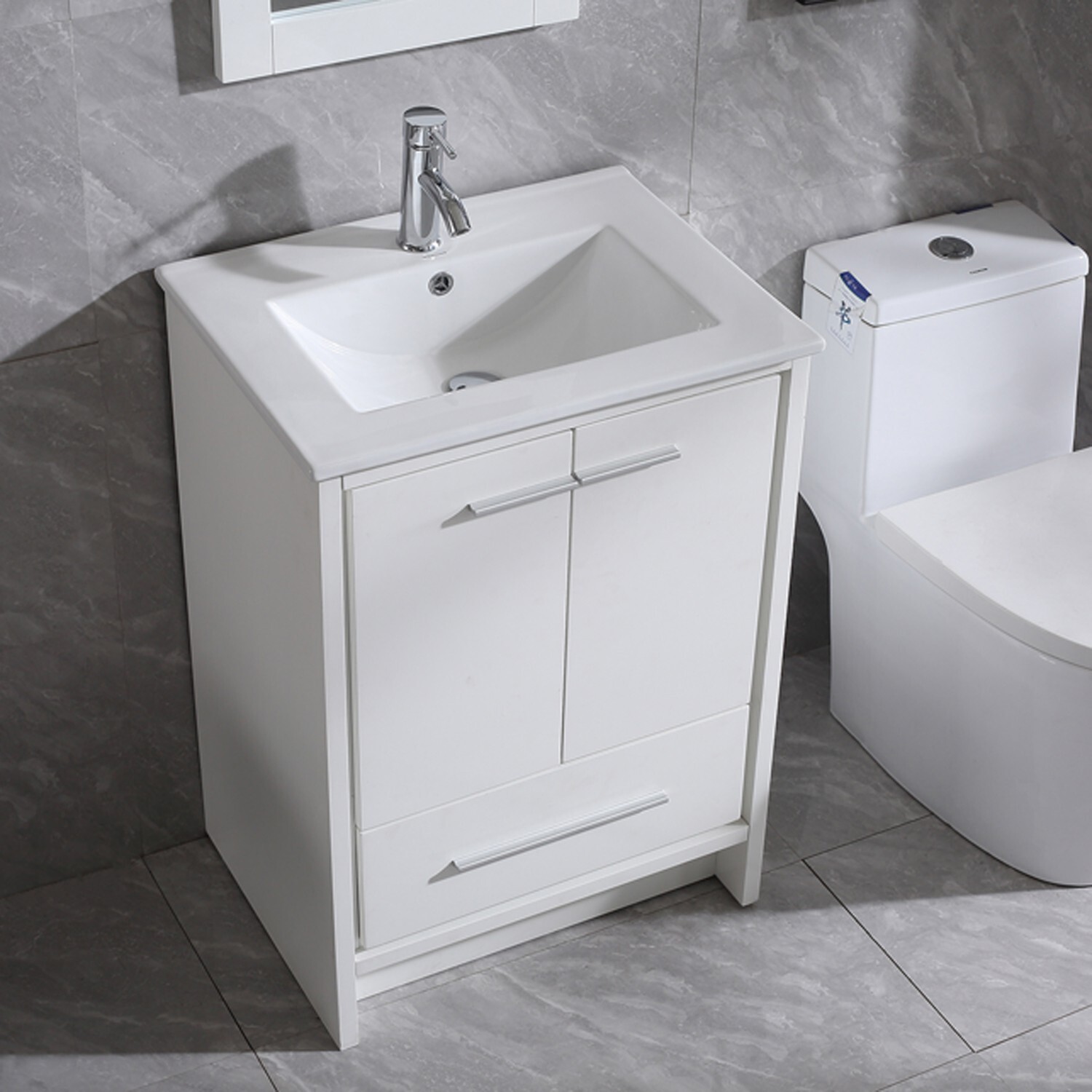 24″ Bathroom Vanity White Single Storage Free Standing Cabinet NO Sink & Faucet