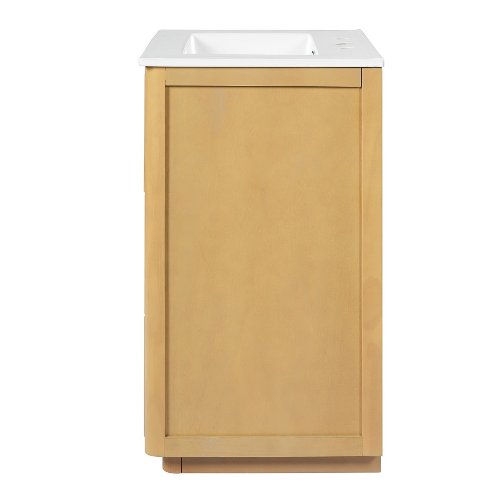 24 Inch Modern Luxury Bathroom Vanity Natural Wood Cabinet with Ceramic