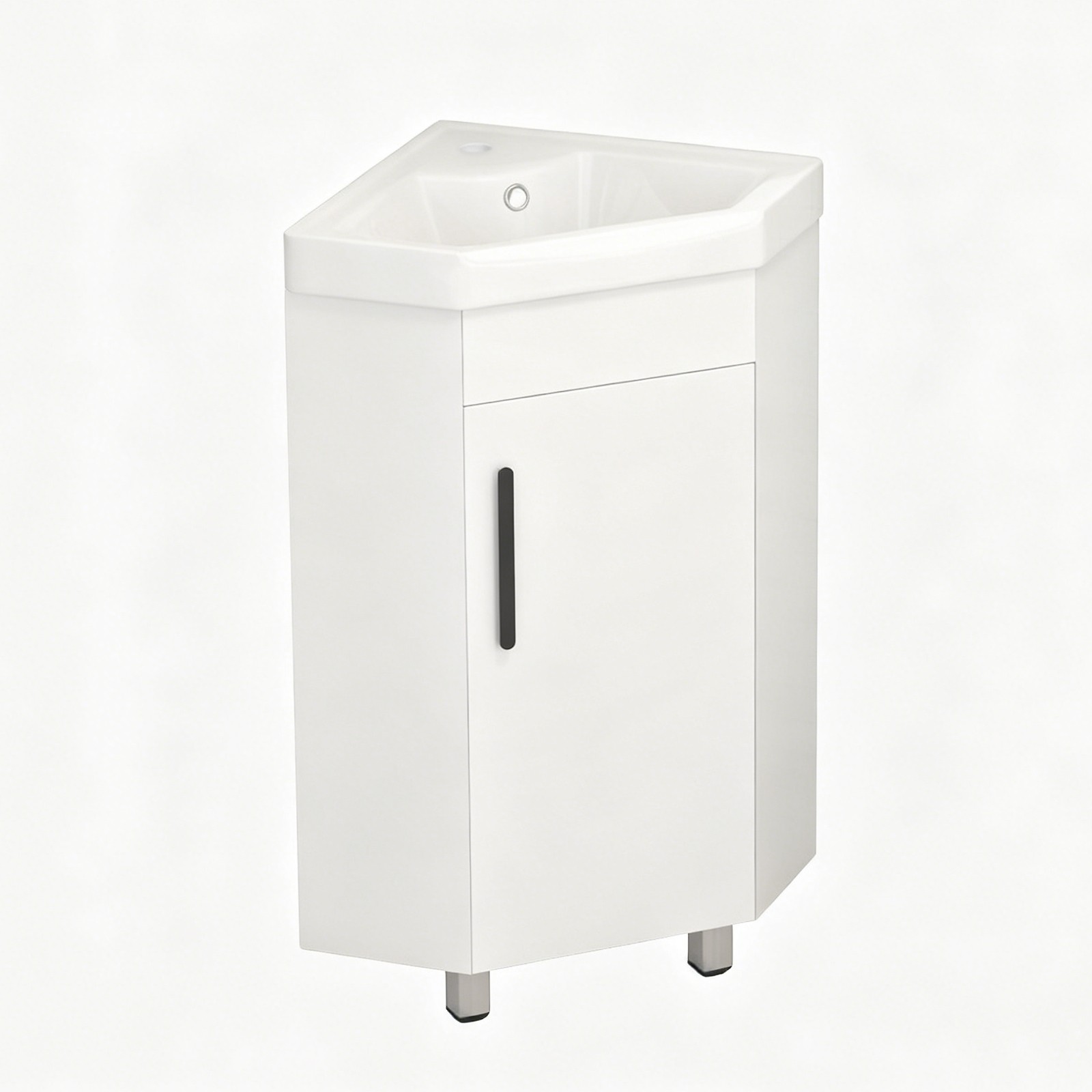 24″ Corner Bathroom Vanity with Sink for Small Compact Space Freestanding White