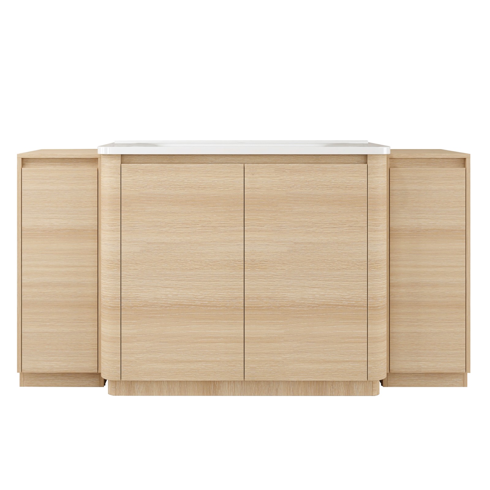 40in Plywood Freestanding Bathroom Vanity W/Ceramic Sink 2x Storage Cabinet Oak