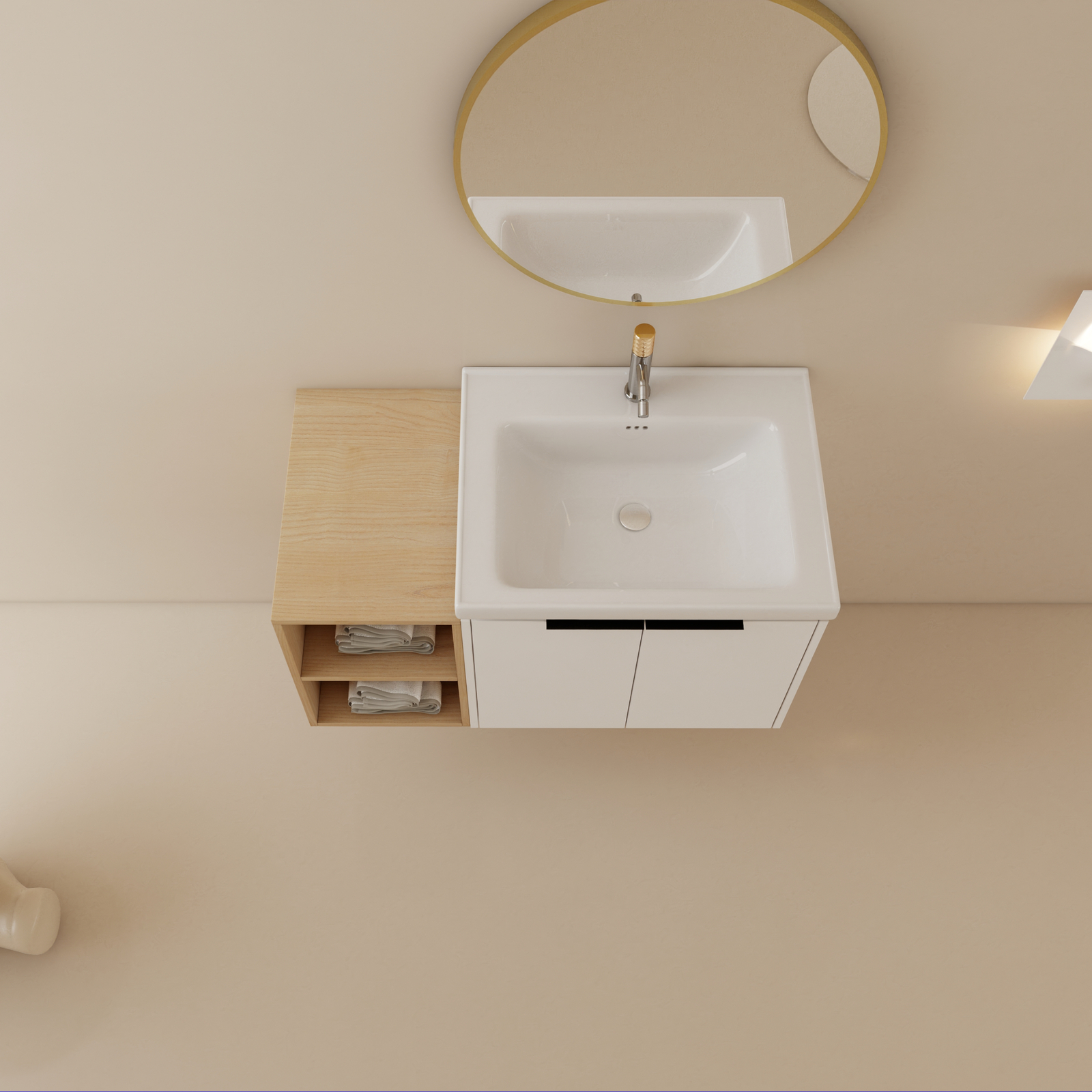 36″ Wall Mounted Bathroom Vanity with Sink Basin Storage Cabinet +Small Shelves