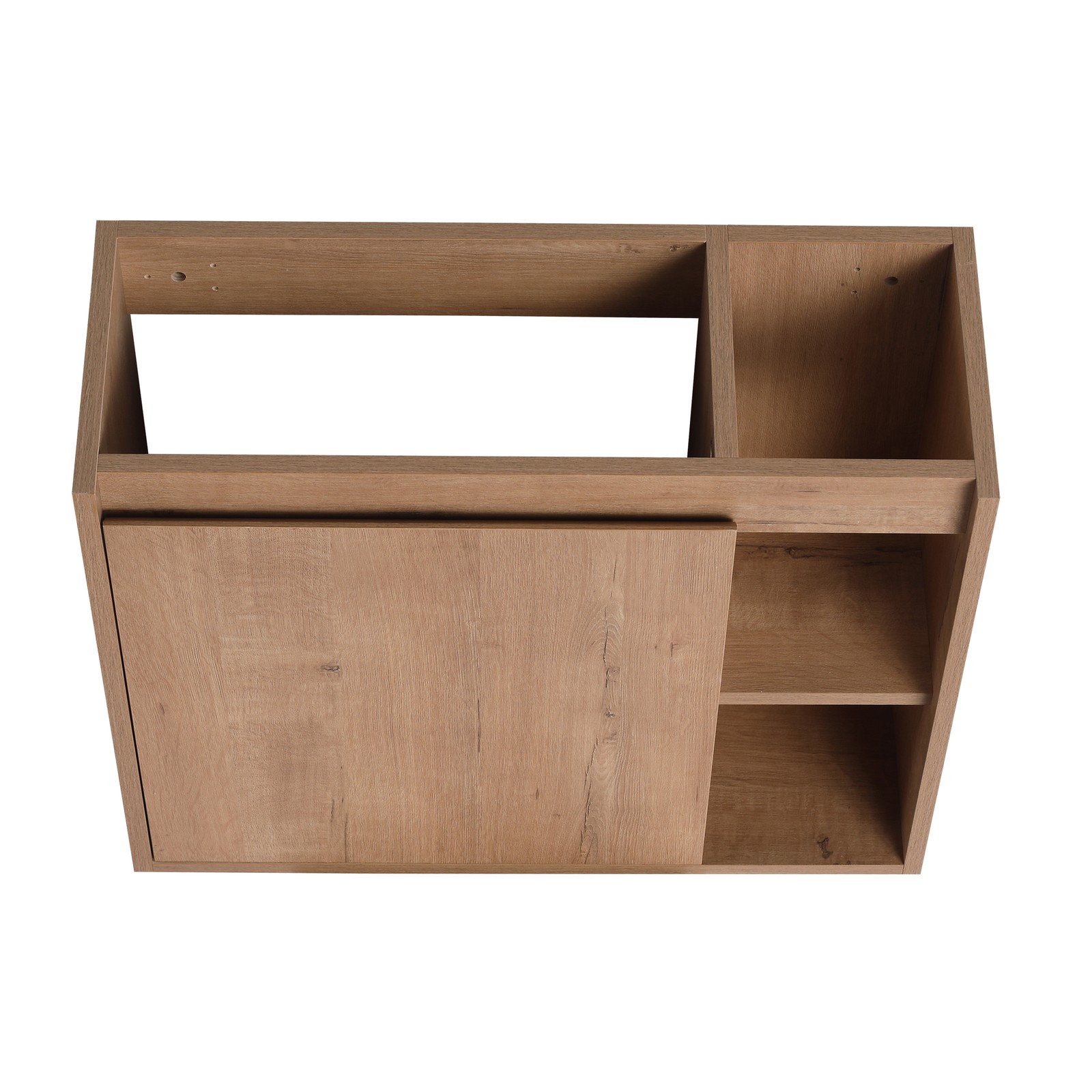 24in Plywood Wall-Mounted Bathroom Vanity W/ Ceramic Sink Basin Door Shelf Oak