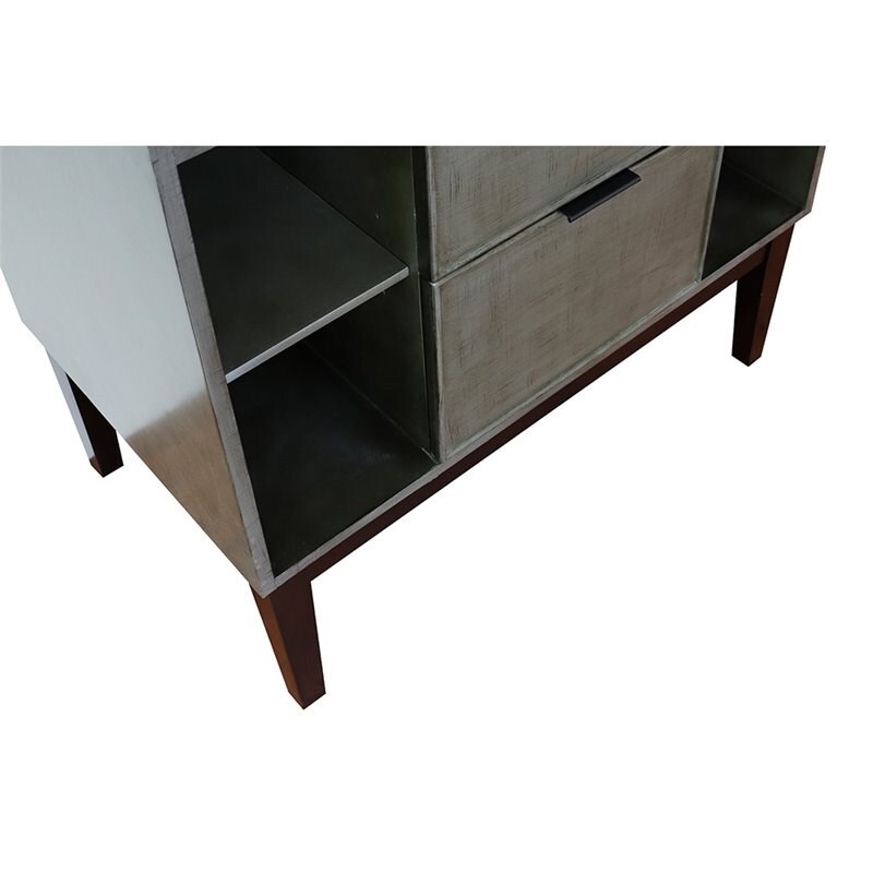 Scandi Oval Sink Solid Wood Vanity with Gray Granite Stone Top in Linen Gray