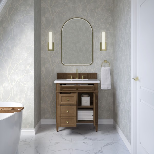 30″James Martin Brittany 655-V30-PCN-3WZ Vanity Cabinet White Zeus Silestone Top