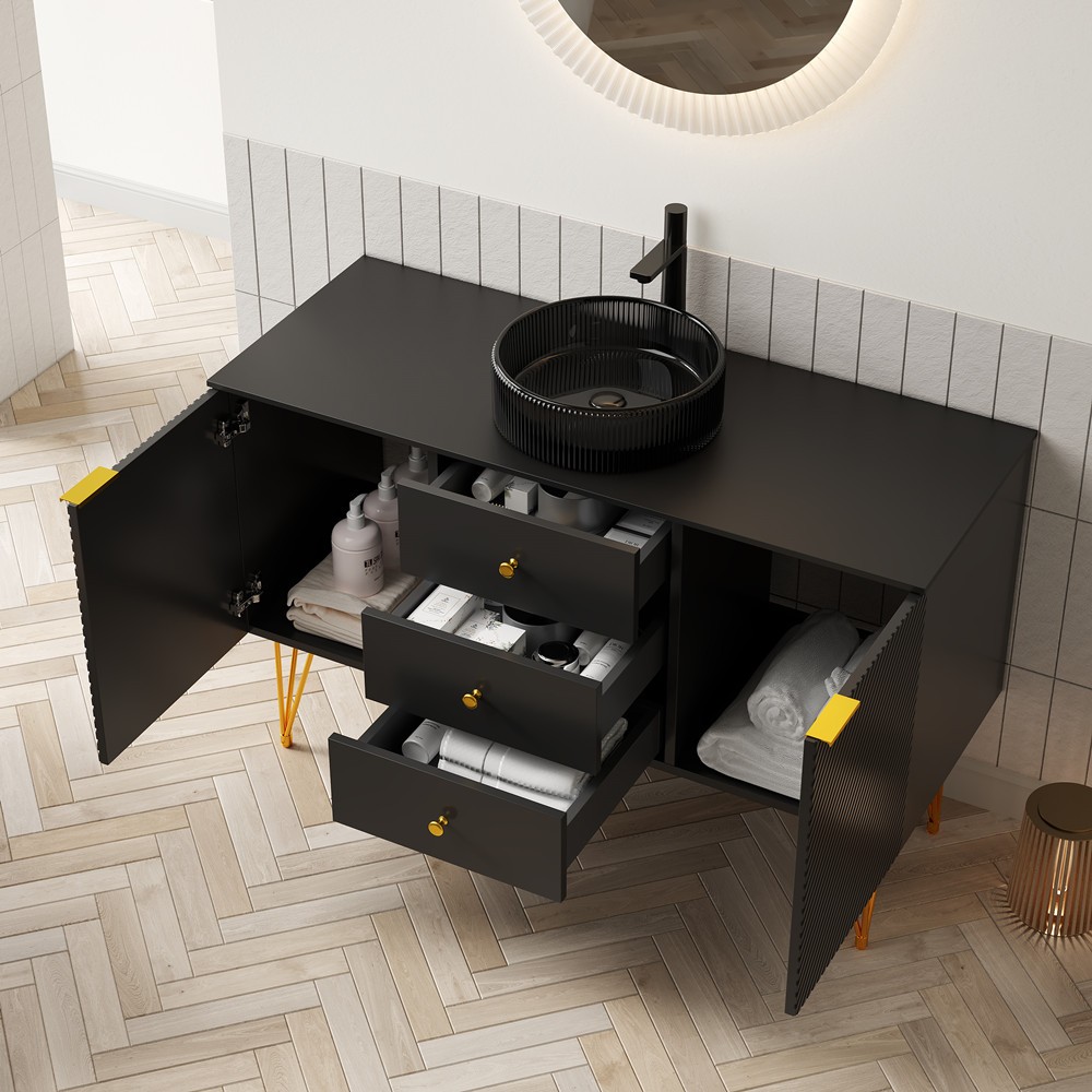 48″ Bathroom Vanity w/Sink, Freestanding Vanity Storage Cabinet,3 Drawer,2 Doors