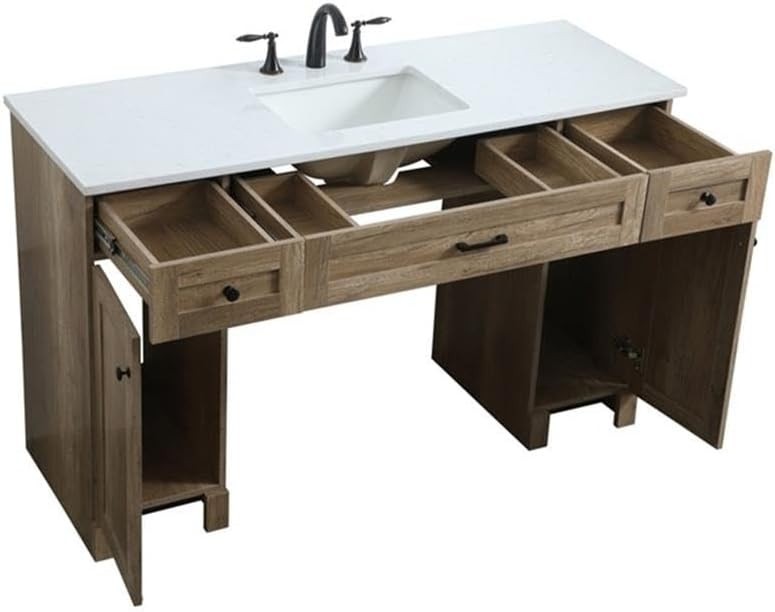 Elegant Kitchen and Bath 54 Inch ADA Compliant Bathroom Vanity In Natural Oak
