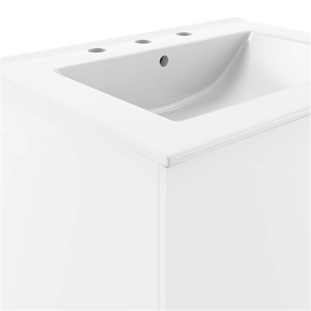 Modway Vitality 23″ Modern Wood/Ceramic Bathroom Vanity in White