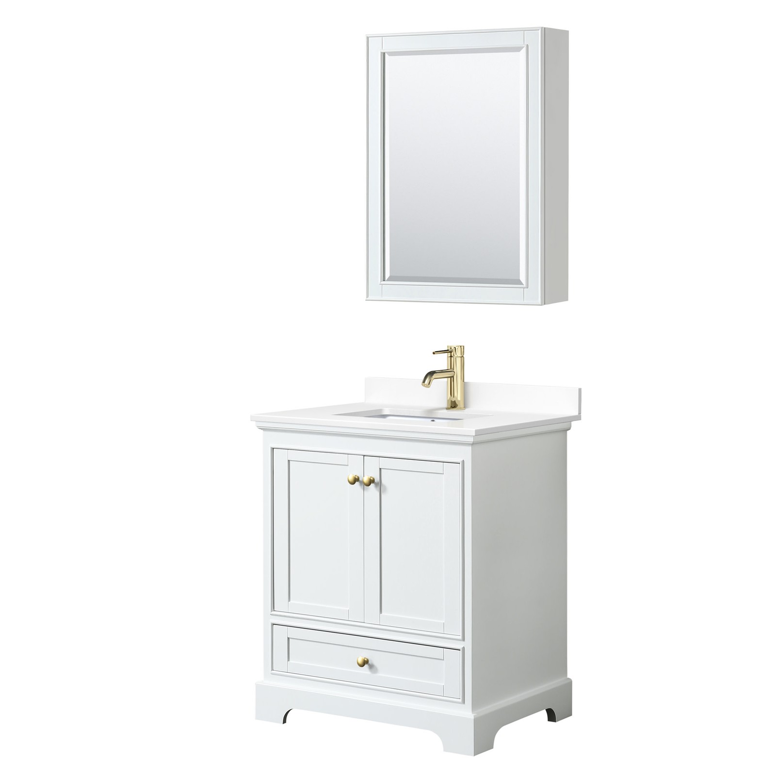 Wyndham Collection WCS202030S-VCA-MED Deborah 30″ – White / Carrara Cultured