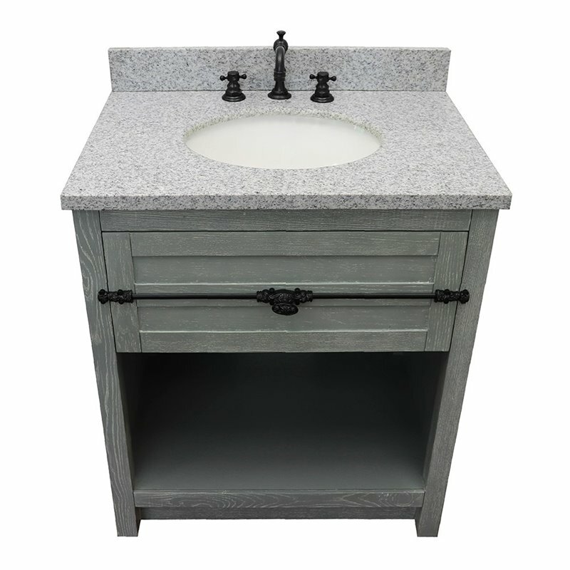Plantation 31″ Modern Single Oval Sink Solid Wood Vanity in Gray Ash