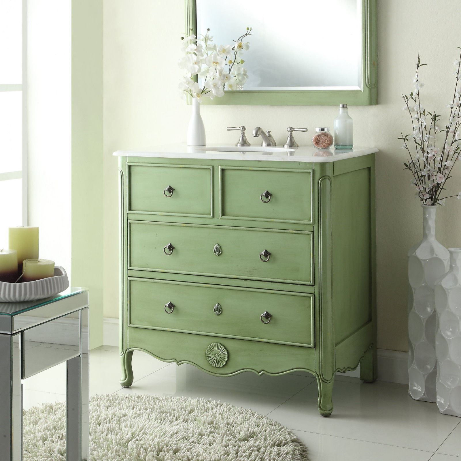 34 inch Cottage Daleville Bathroom Sink vanity HF081G (vintage mint green)