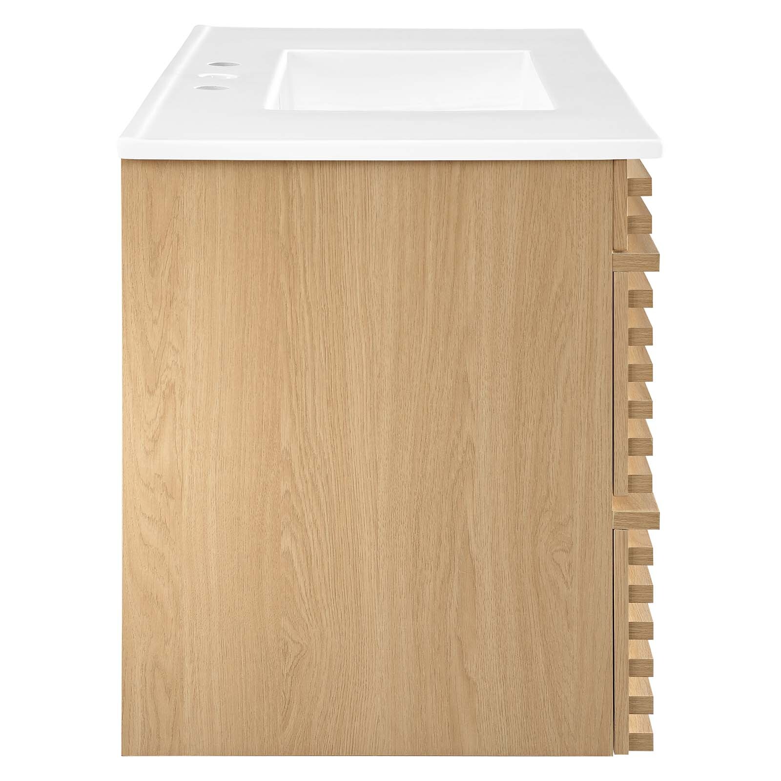 Modway Render 36″ Wall-Mount Bathroom Vanity in Oak White