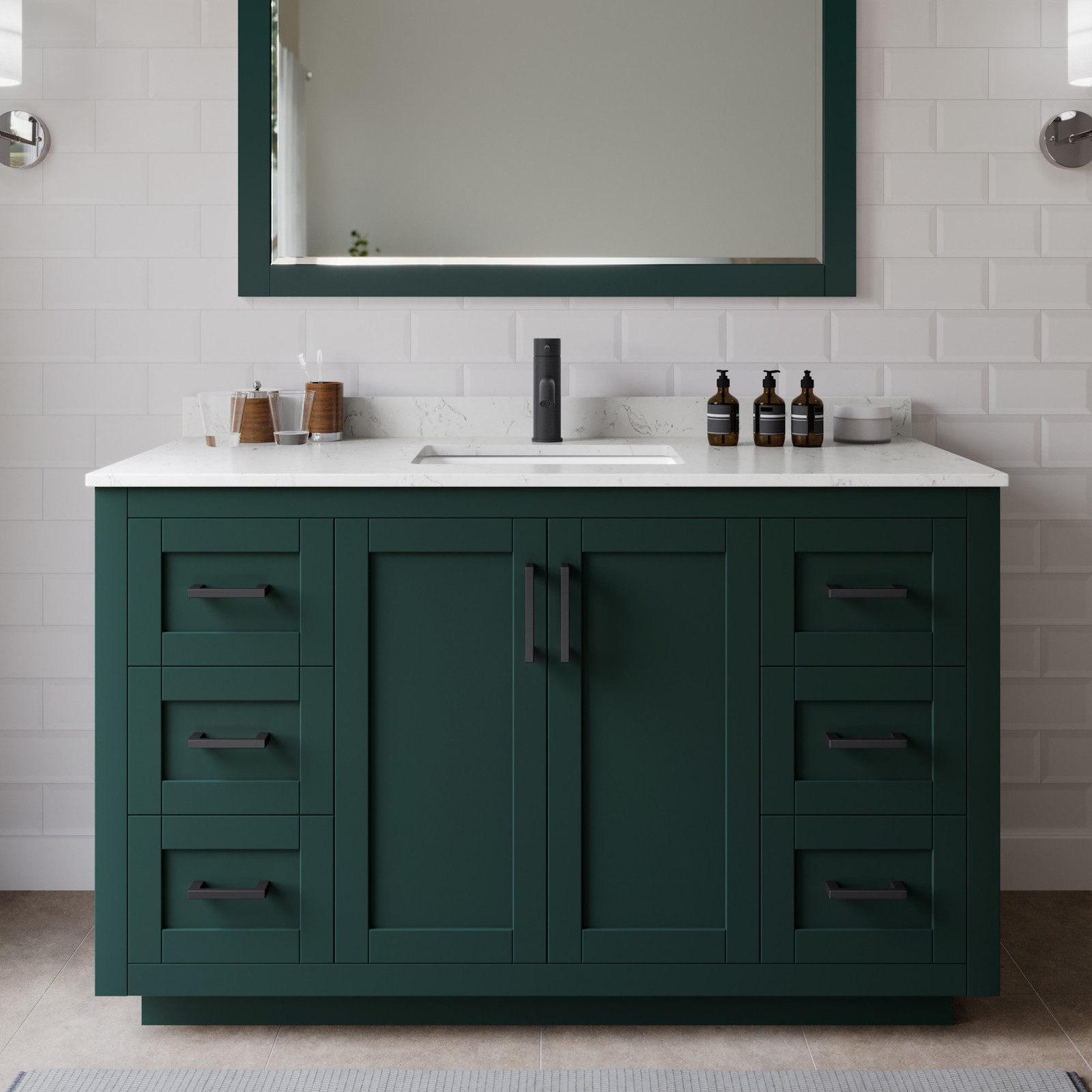 Wyndham Collection WCF2929-54S-VCA-M46 Miranda 54″ – Green / Carrara Cultured