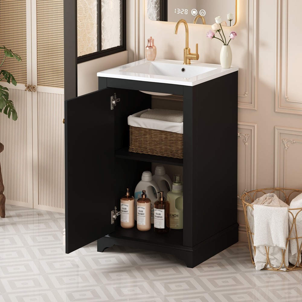 20″ Bathroom Vanity w/Sink, Freestanding Bath Vanity Cabinet for Small Bathroom