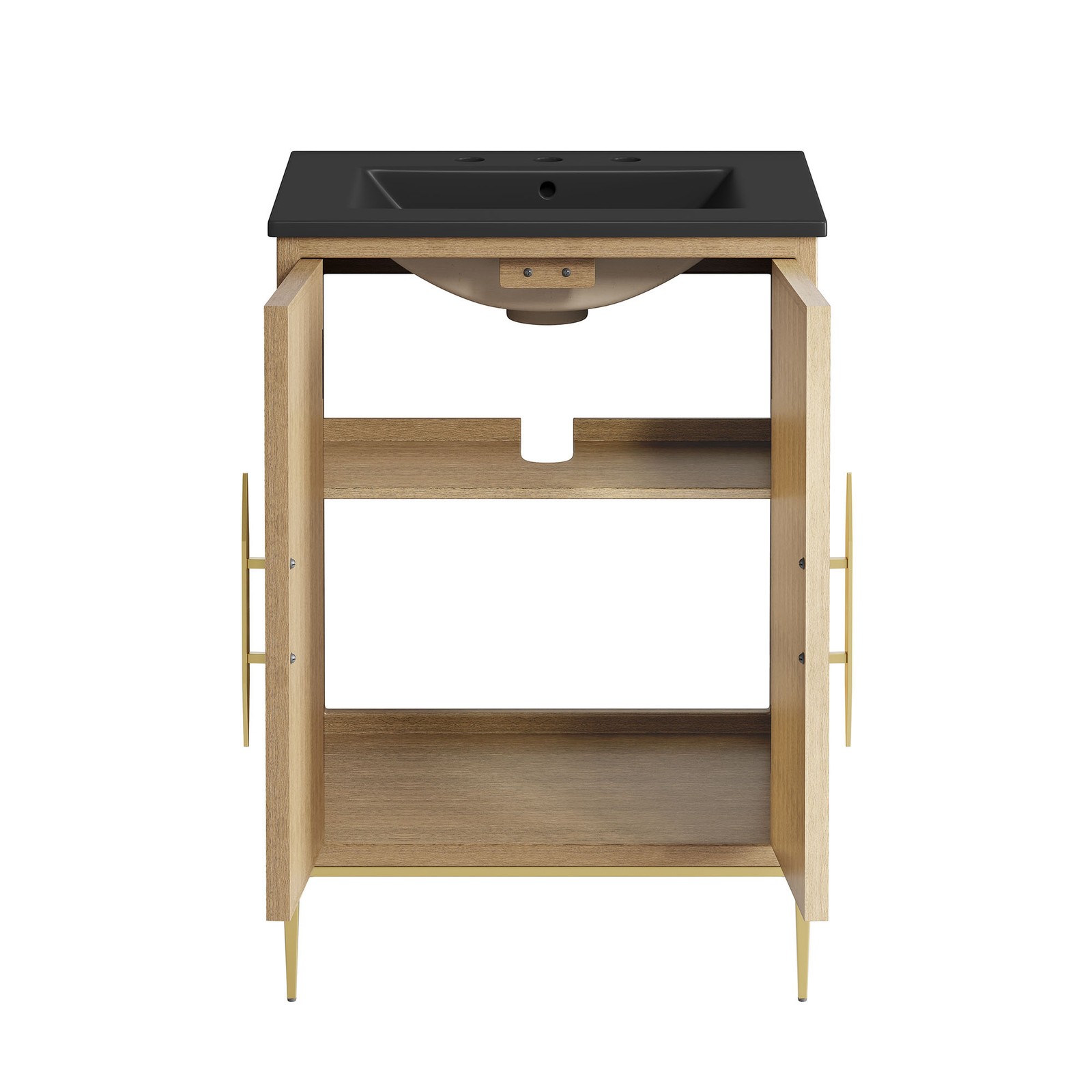 Modway Awaken 24″ Bathroom Vanity in Oak Black With Ceramic Sink Basin