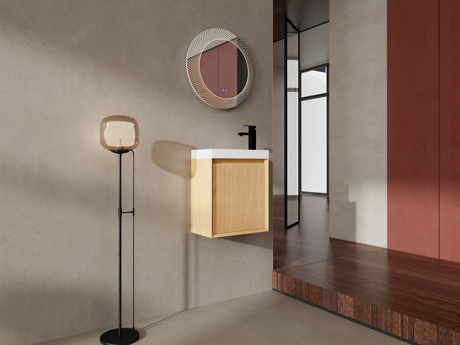 18.5″ Floating Bathroom Vanity and Resin Sink Combo W/1 Door for Small Space MDF