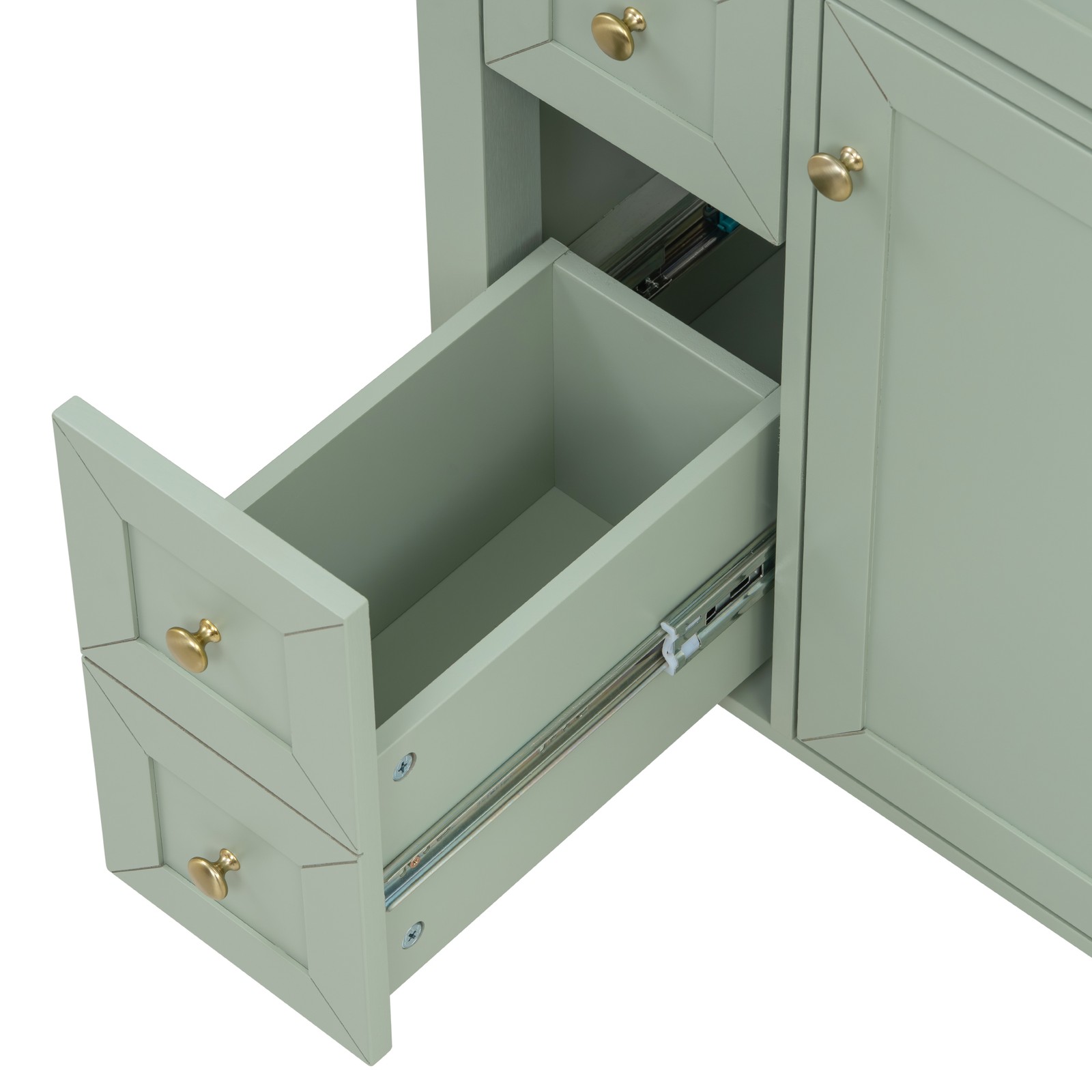 24″ Light Green Bathroom Vanity with Ceramic Sink and Storage Drawers
