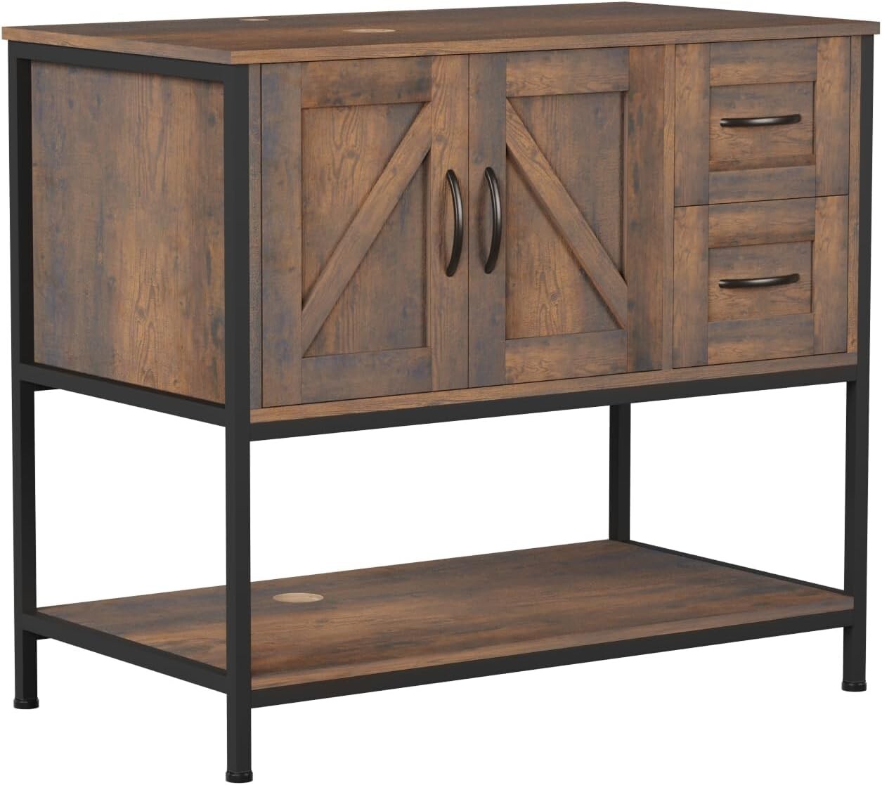 36” Bathroom Vanity Cabinet Basin Sink with 2-Doors Drawers Storage Open Shelf