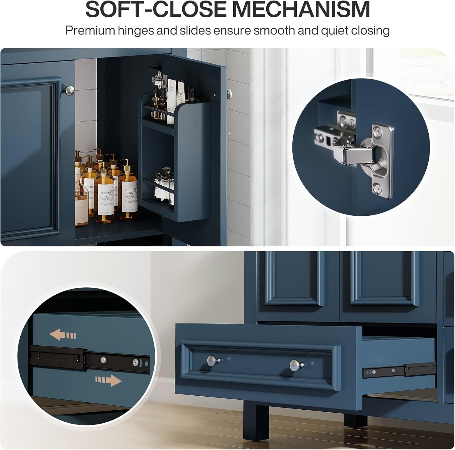 36″Bathroom Vanity with Sink, Freestanding Bathroom Vanities Cabinet w/ 4 Drawer