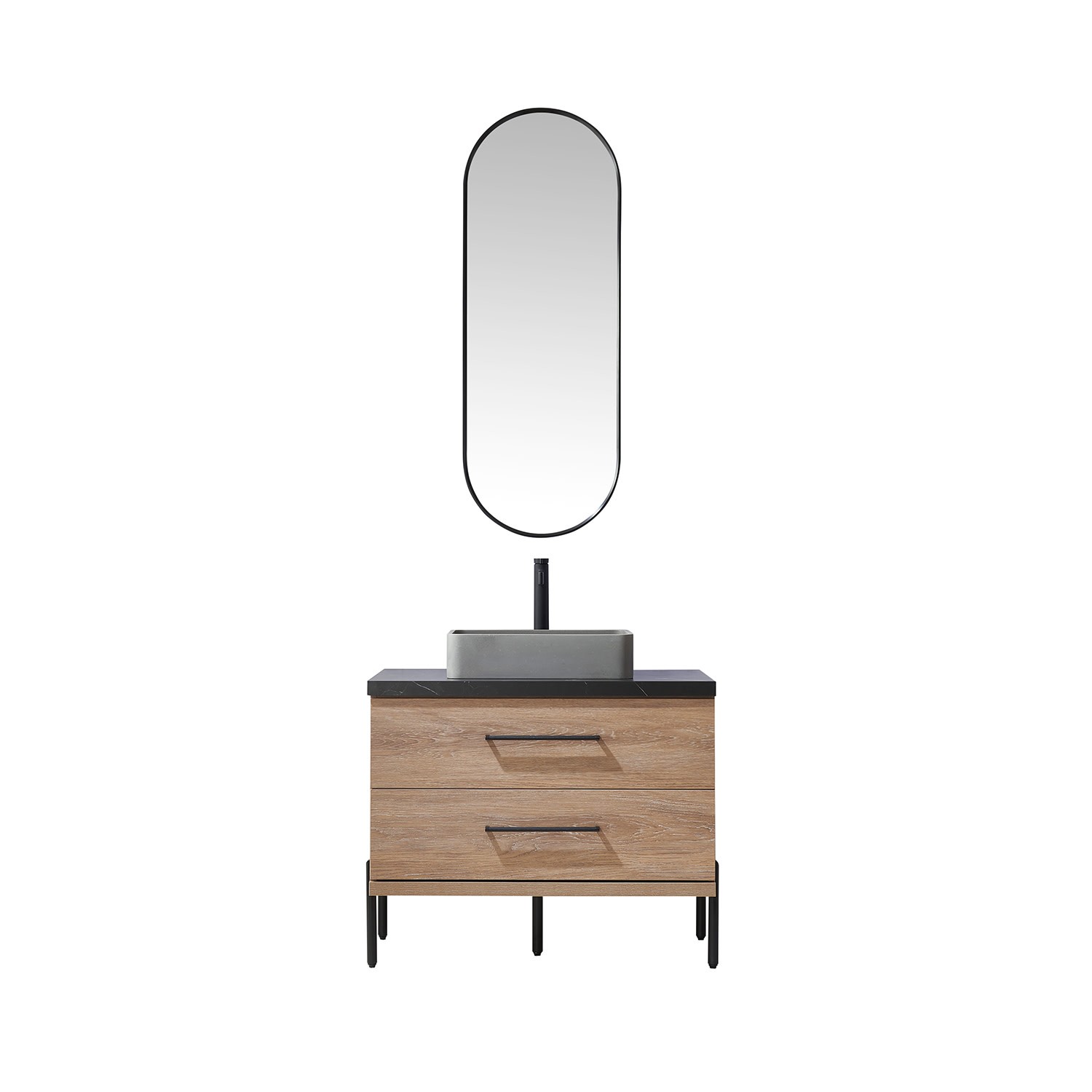 Miseno MV-705136S Trento 36″ – North American Oak / Black