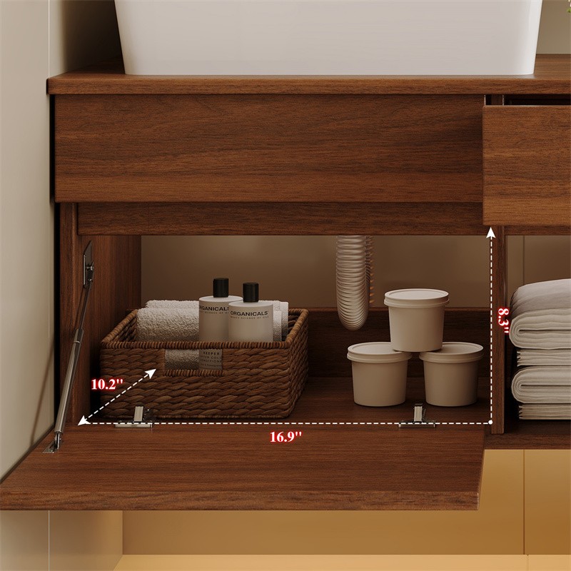 31.5 Inches Floating Single Small Bathroom Vanity with Ceramic Sink