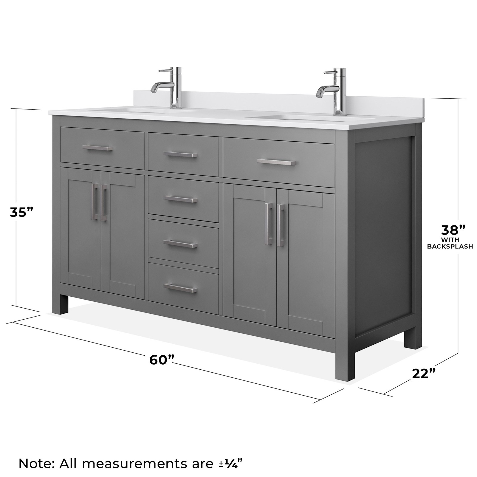 Wyndham Collection WCG242460DWCUNSMXX Beckett 60″ – Dark Gray / White Cultured