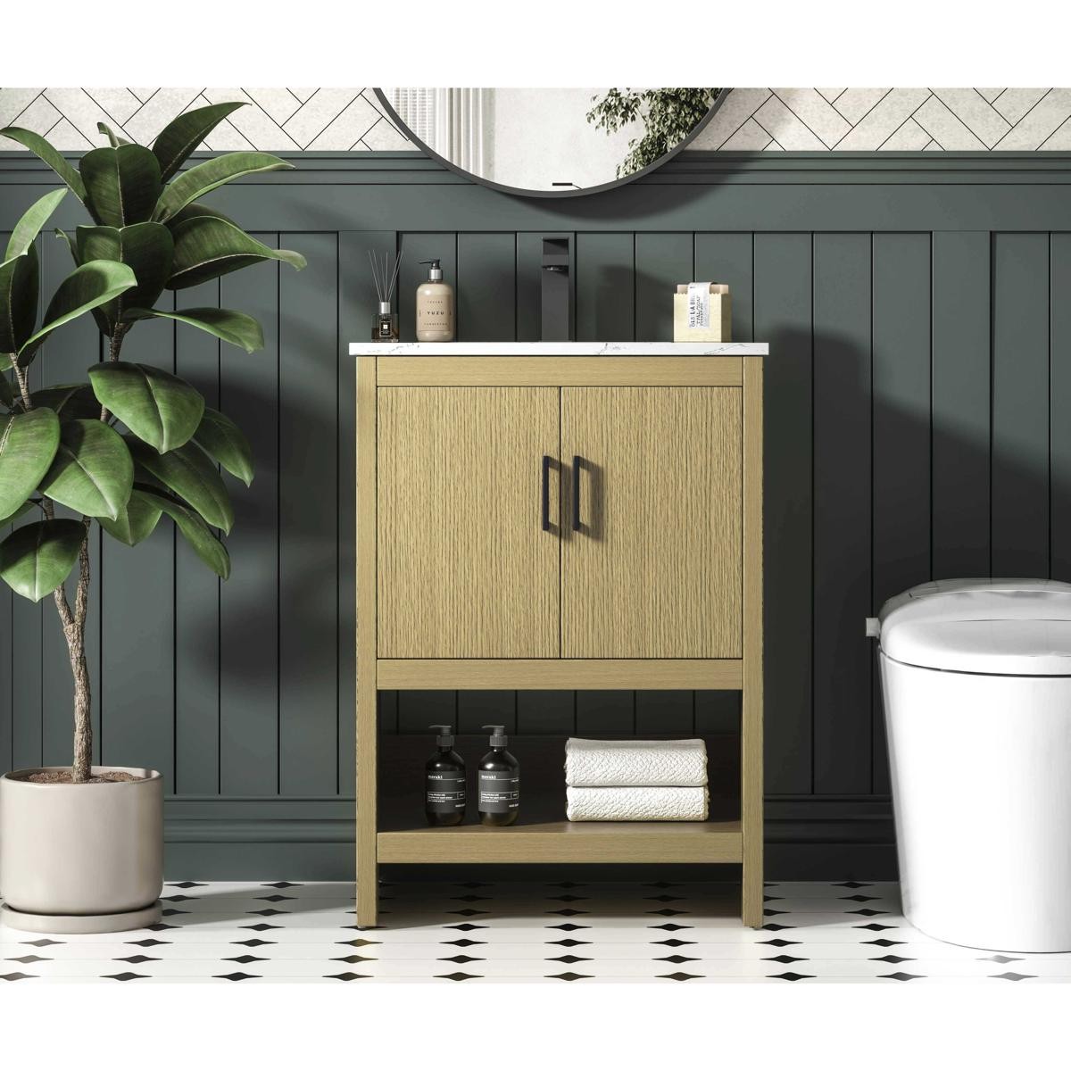 Elegant Lighting VF25224MHB Ira 24 X 34 inch Honey Brown Bathroom Vanity Cabinet