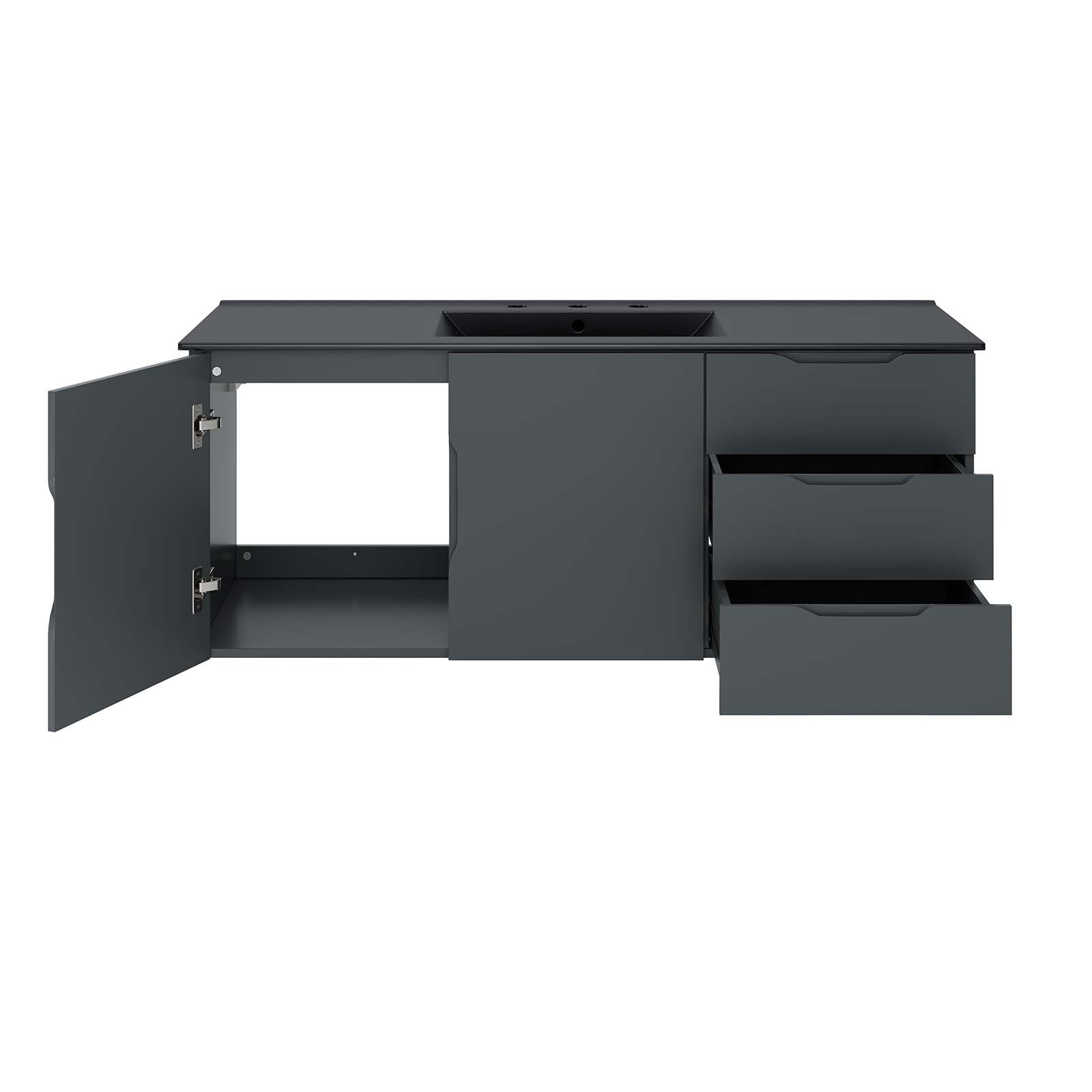 Modway Vitality 48″ Single Sink Wall-Mount Bathroom Vanity in Gray Black