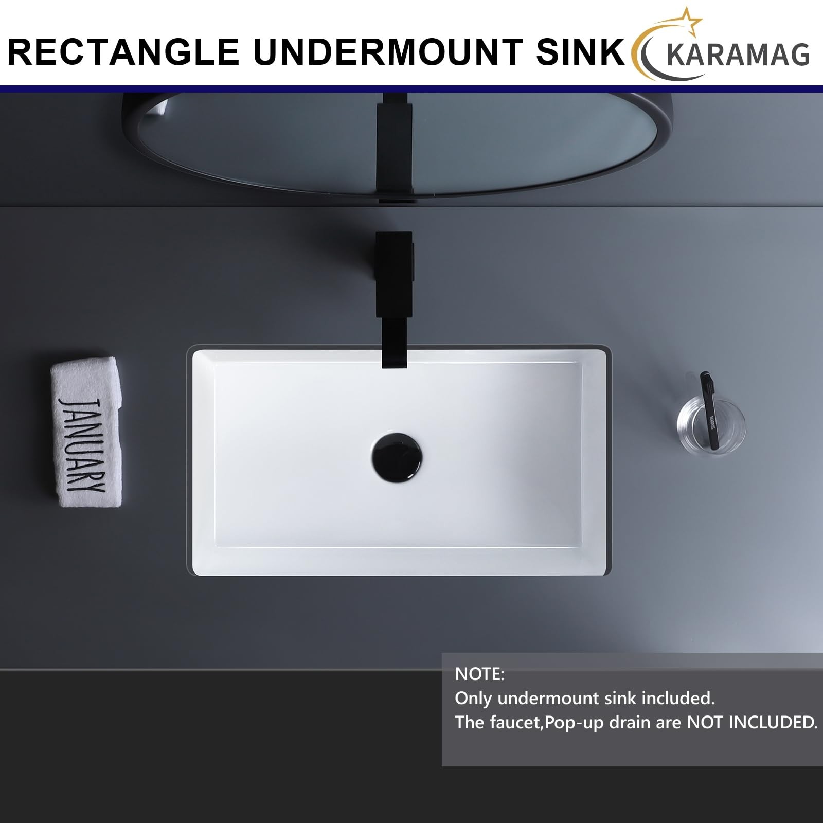 22 Inch Undermount Bathroom Sink Rectangle Undermount Sink White Ceramic Unde…