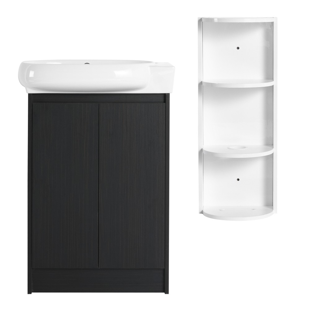 Freestanding Bathroom Vanity with Sink, Storage Shelf, and Soft-Close Doors