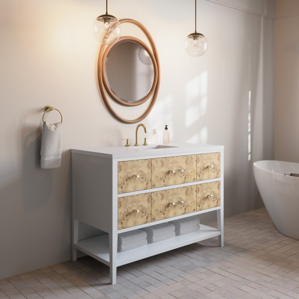 48″ James Martin Olena D804-V48-LMB-3WZ Vanity Cabinet White Zeus Silestone Top