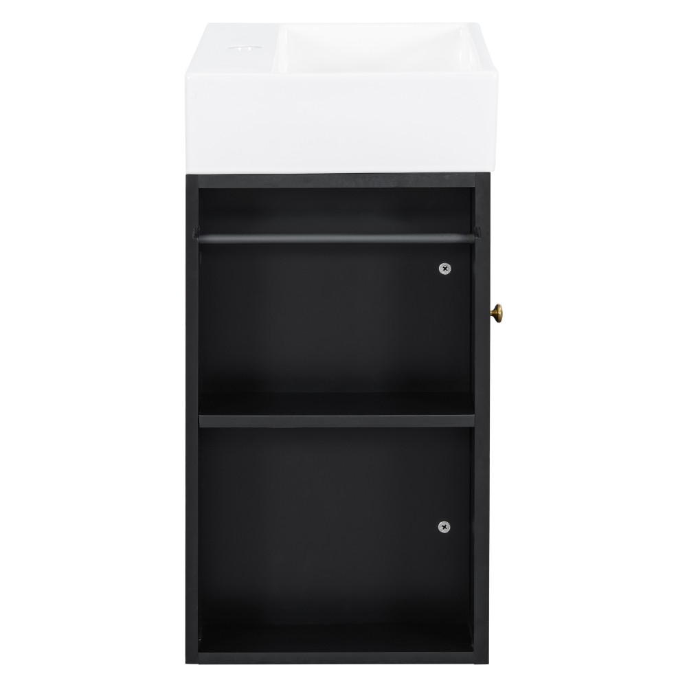 20 Inch Bathroom Vanity with Ceramic Sink, Diamond Pattern Door Design