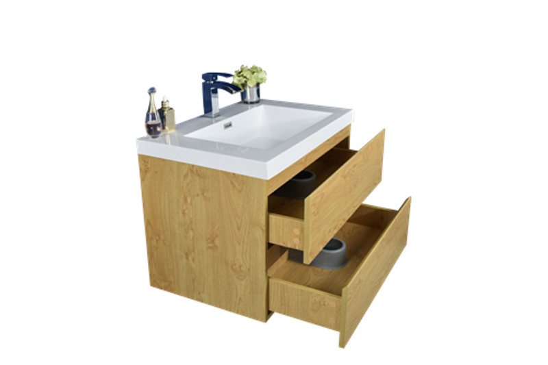 BOHEMIA LINA 30″ WALL MOUNTED BATH VANITY WITH REINFORCED ACRYLIC SINK MOB30
